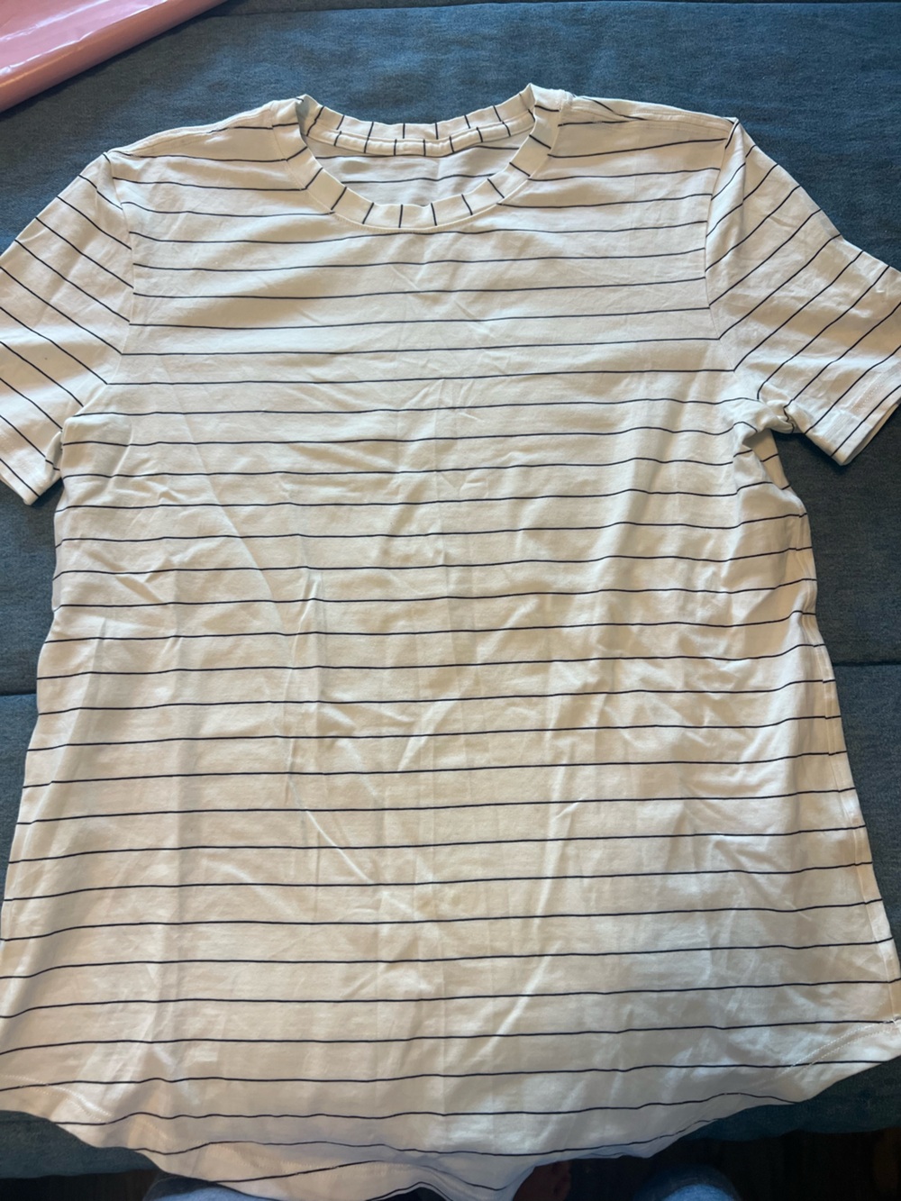 Lulu Lemon White Striped Active T best for a size M